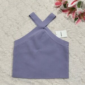 Forever 21 Lavender Halter Ribbed Sweater Crop Top